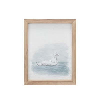 2025  CF3841 WOOD FRAME WALL DECOR WATERCOLOR SWAN