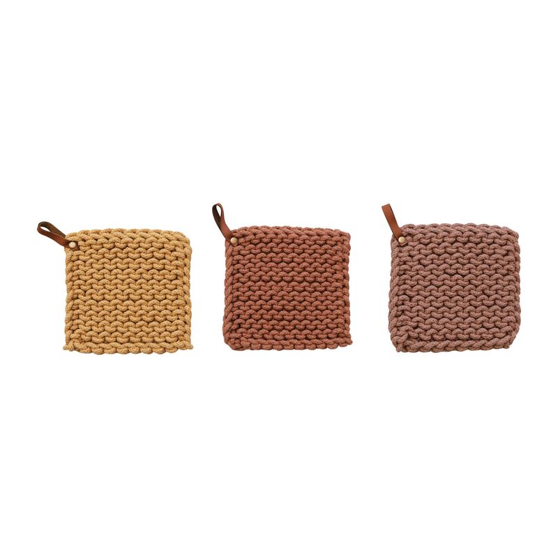 2025 CF3862A 8&quot; SQ COTTON CROCHET P;OT HOLDER 