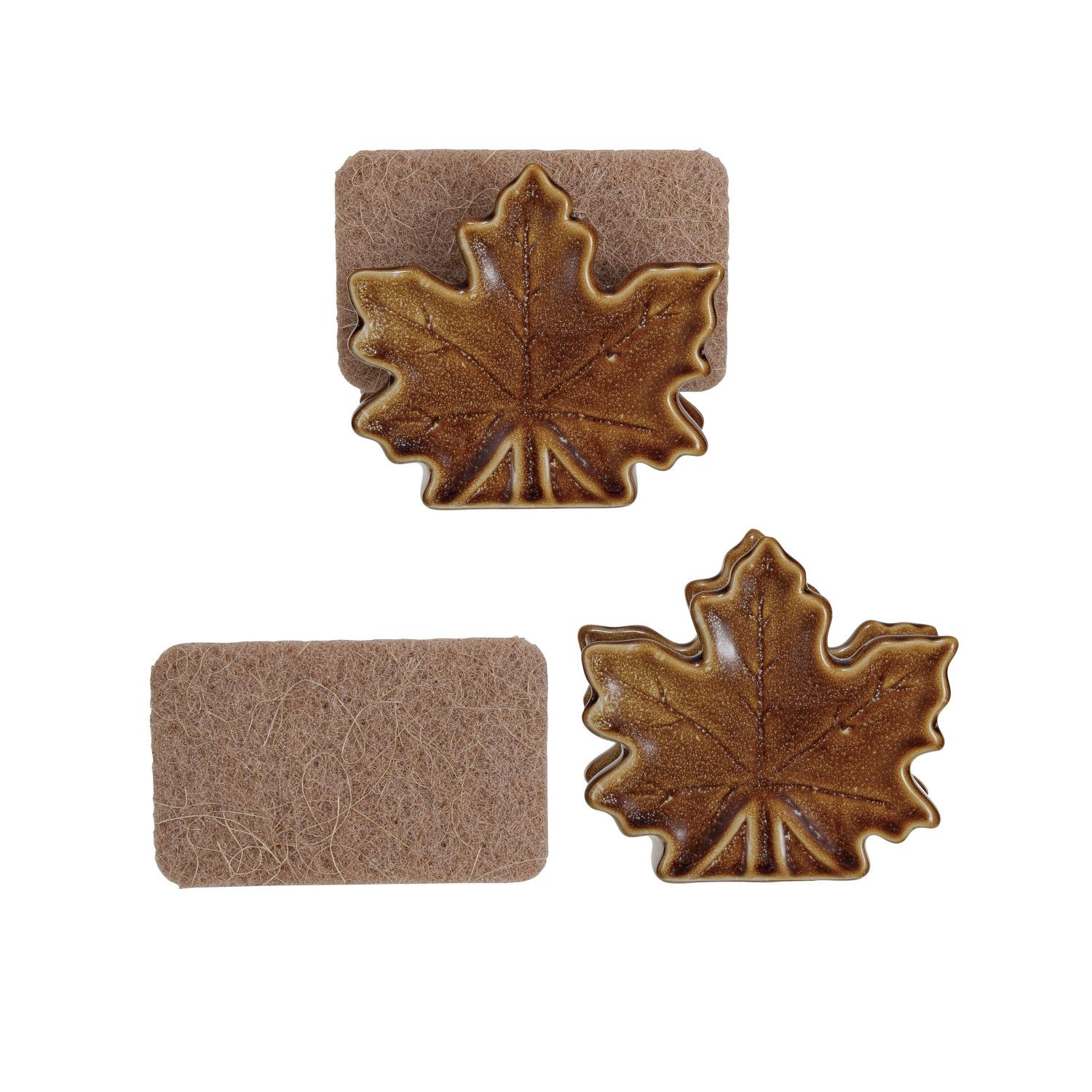 2025  CF3913 STONEWARE LEAF SPONGE HOLDER WITH SPONGE