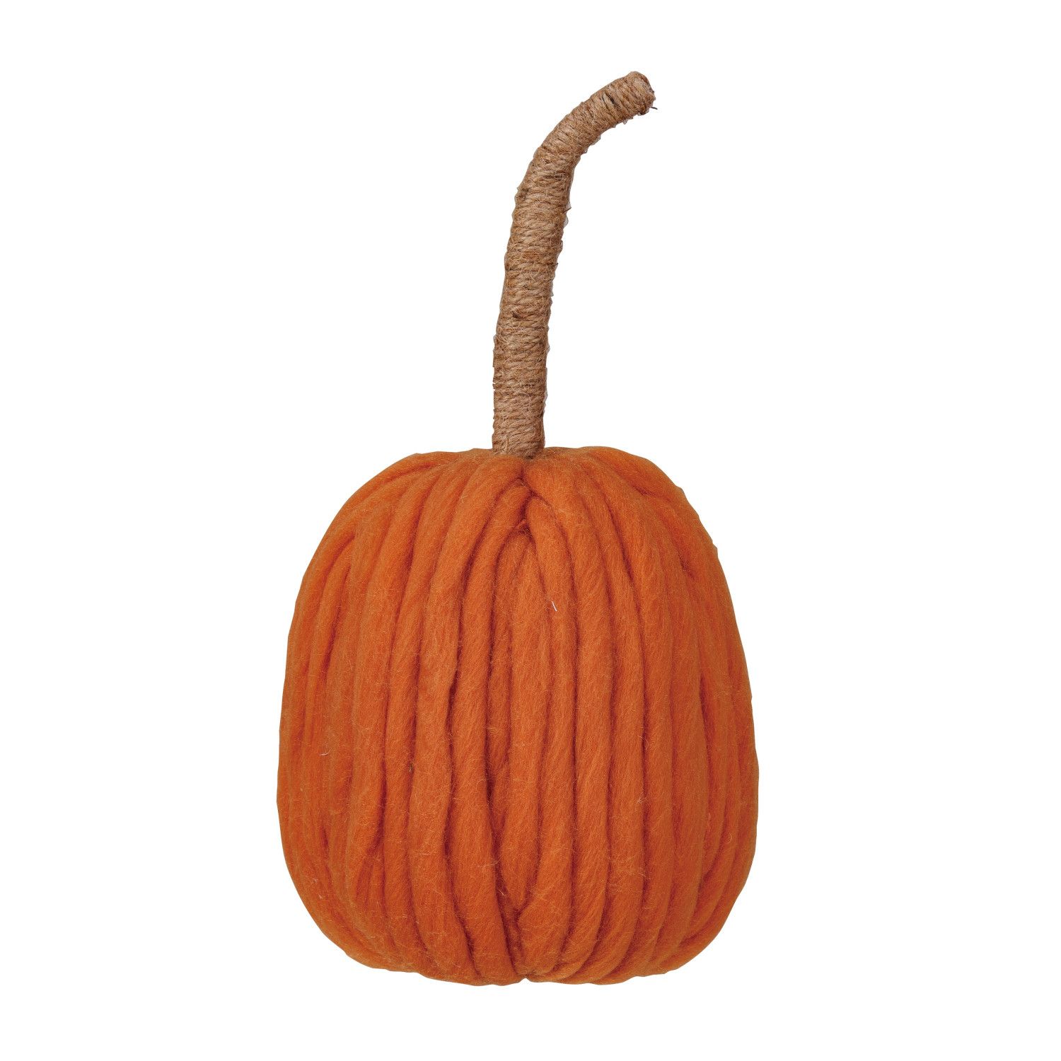 2025 CF3923 14&quot;H WOOL PUMPKIN WITH WRAPPED STEM