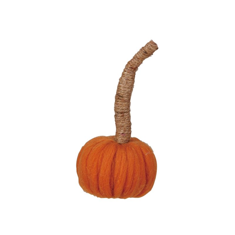 2025  CF3922 3 3/4ROUND 7 3/4&quot;H WOOLL PUMPKIN W/JUTE WRAPPED STEM
