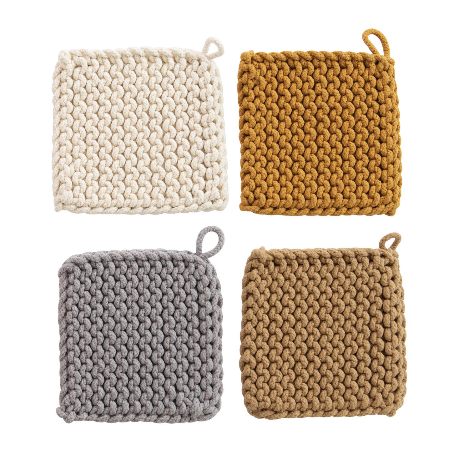 2025  DF4522A 8&quot; SQ COTTON CROCHET POT HOLDERS