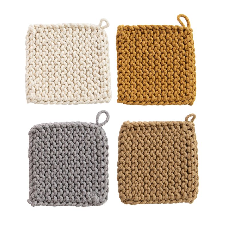 2025  DF4522A 8&quot; SQ COTTON CROCHET POT HOLDERS