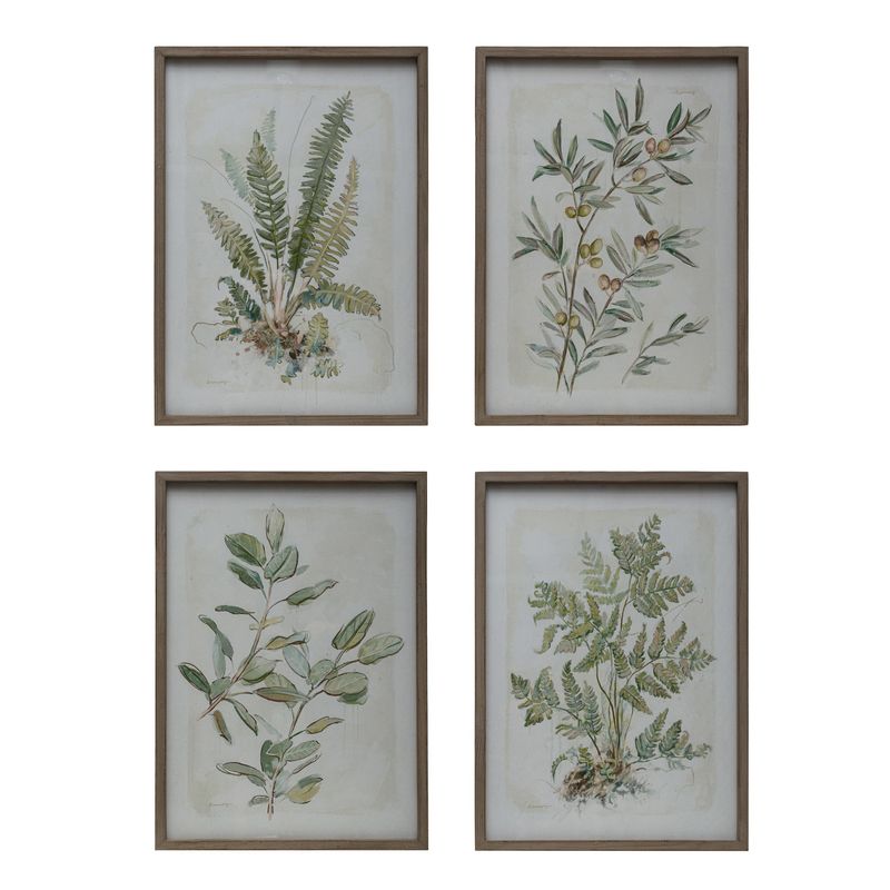 2025  DF6782A WOOD FRAMED GLASS WALL DECOR W/BOTANICAL PRINTS