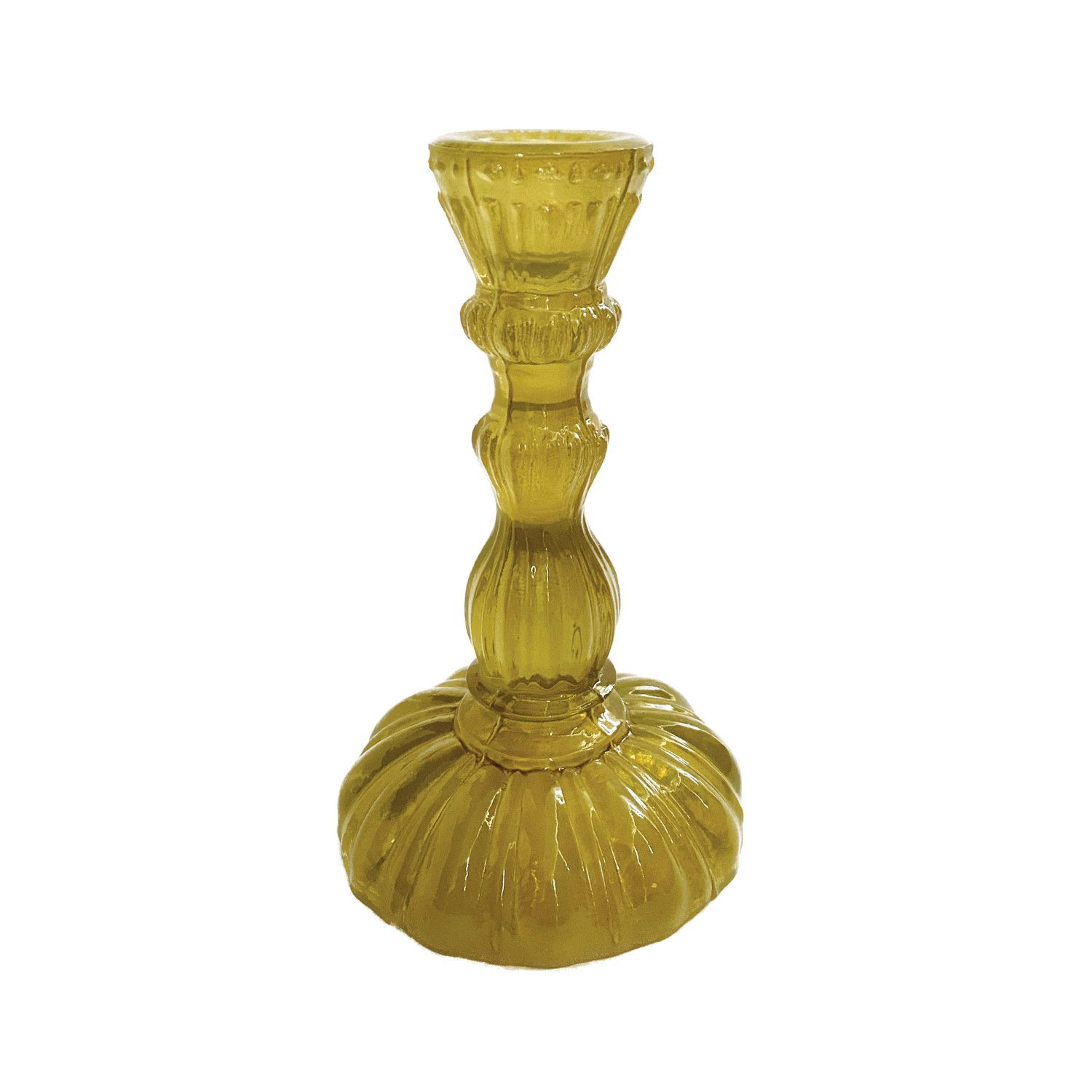 2025  DF8489 ROUND EMBOSSED RECYCLED GLASS TAPER HOLDER 3 1/4&quot; X 5 3/4&quot;