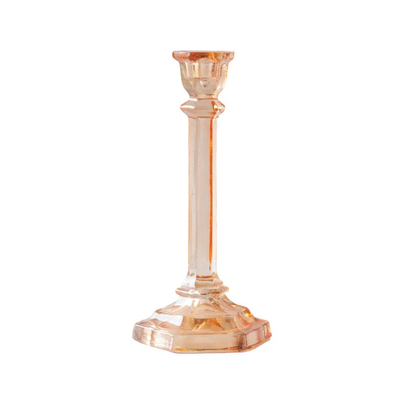 2025 DF8529 ROUND EMBOSSED RECYCLED GLASS TAPER HOLDER PEACH