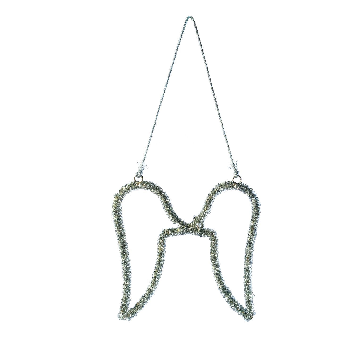 2025  XS5160 4&quot;H GLASS BEADED METAL ANGEL WINGS ORN