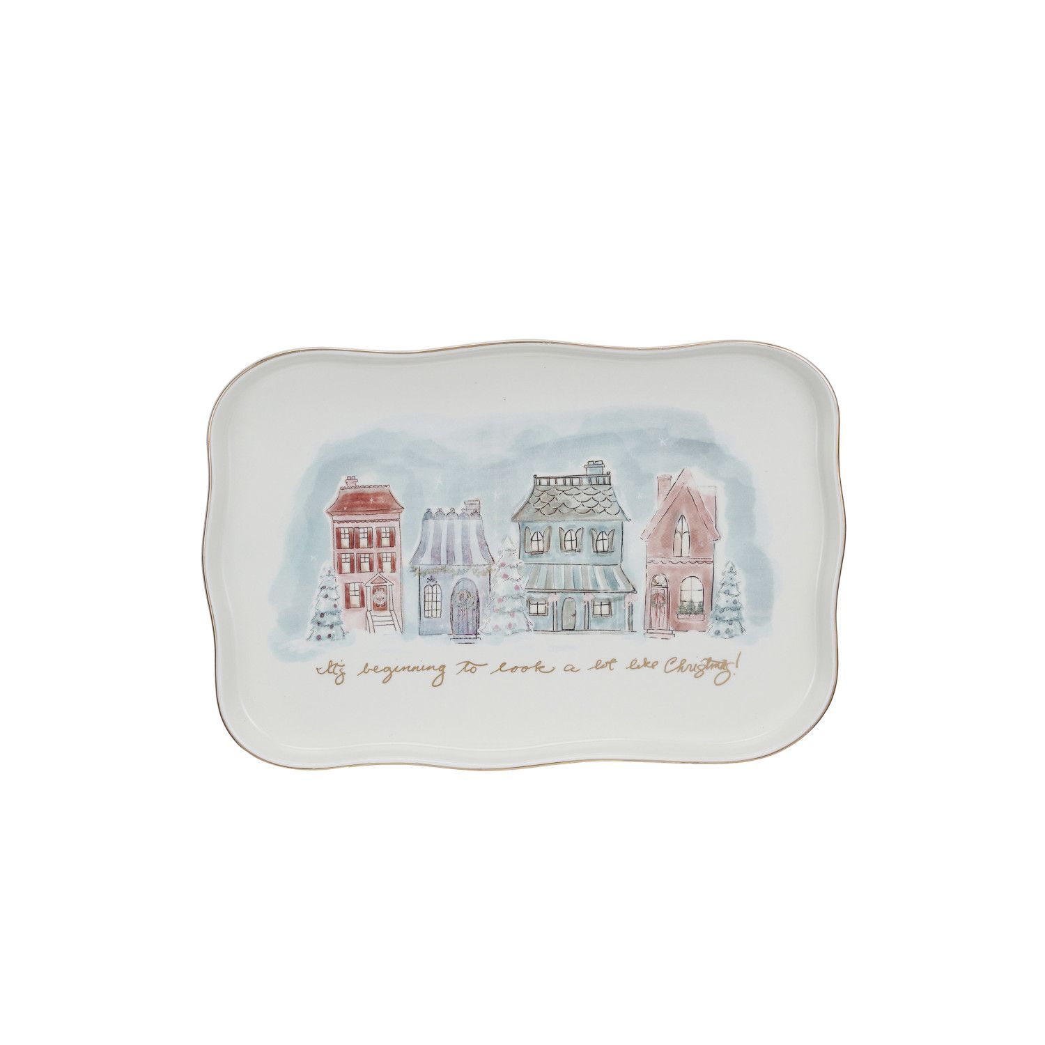 2024 XS5245 STONWEWARE PLATTER &quot;IT&#39;S BEGINNING TO LOOK A LOT LIKE CHRISTMAS&quot;