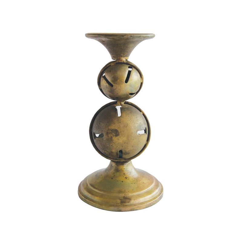 2024 XS5396 METAL CANDLE HOLDER W/JINGLE BELL BASE