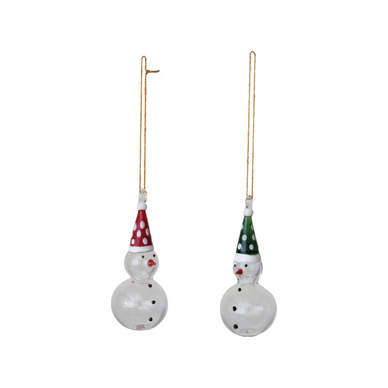 2025  XS5421A PAINTED GLASS SNOWMAN ORNAMENT