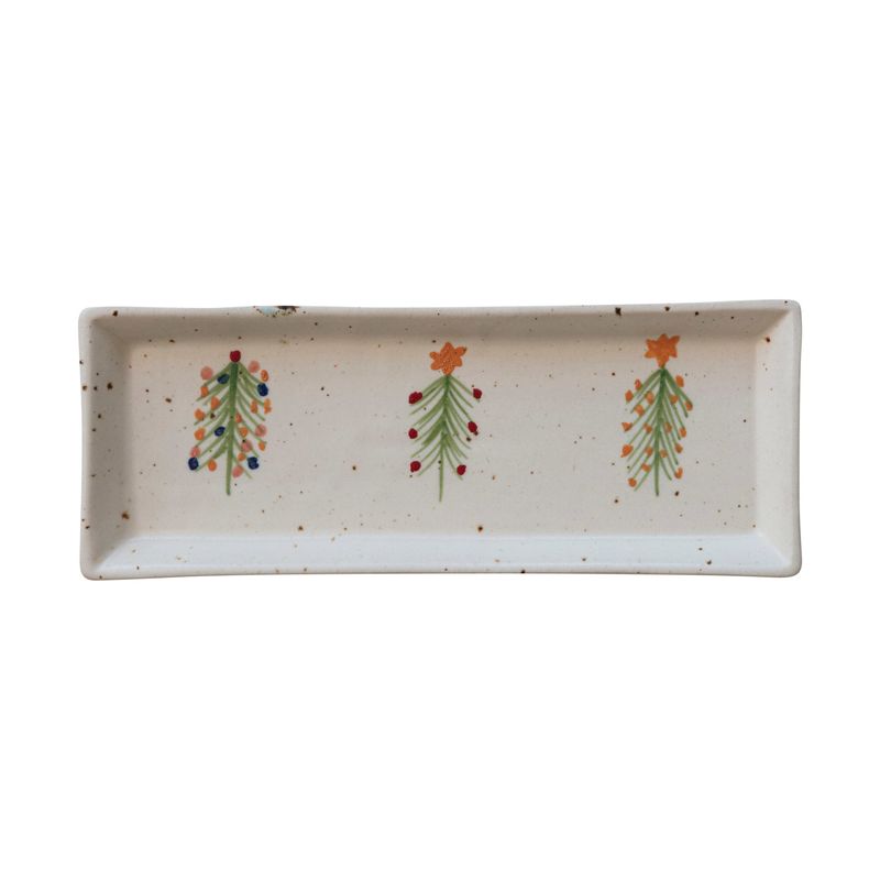 2024 XS5688 STONEWARE PLATTER WITH CHRISTMAS TREES