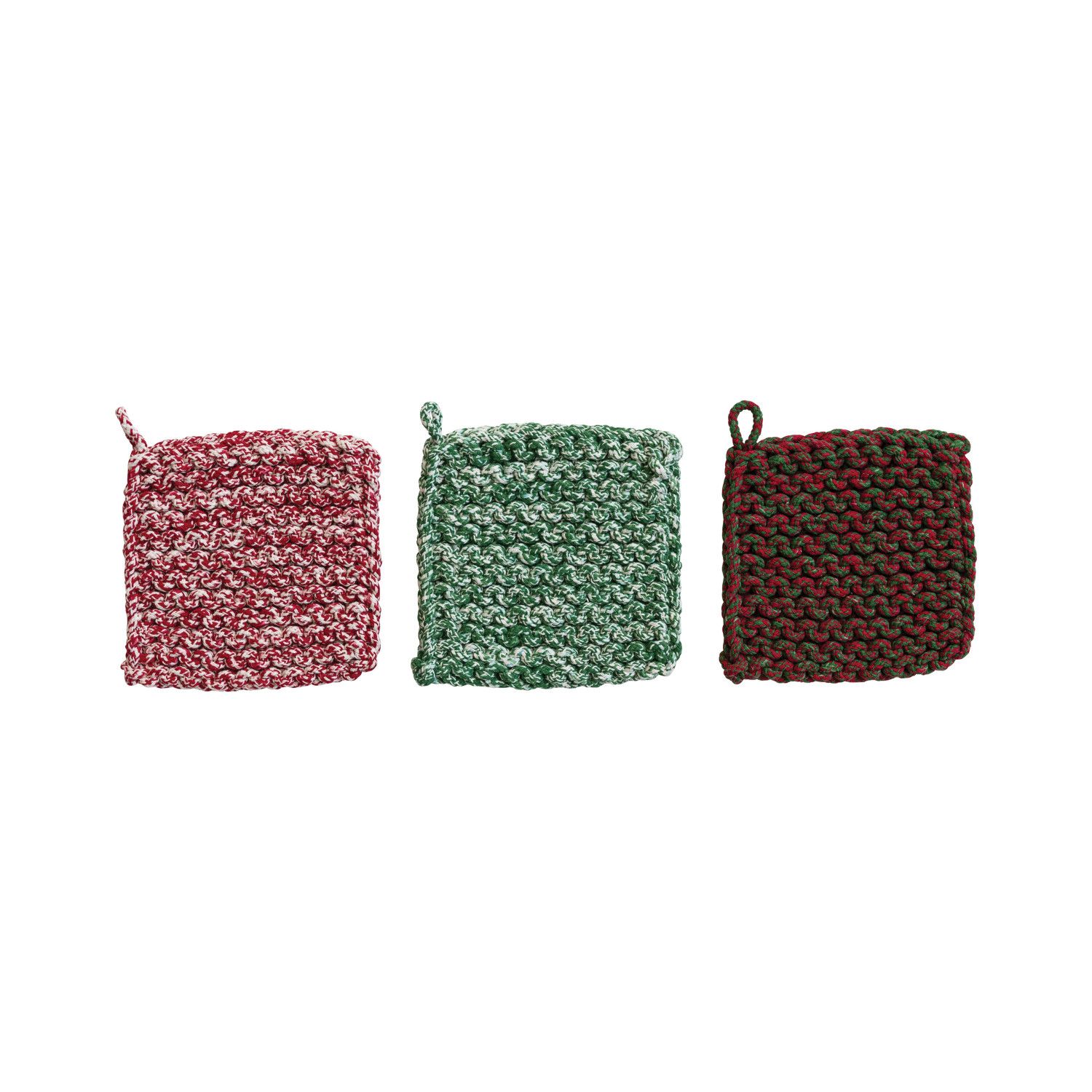 2024  XS5747AHAND WOVEN MELANGE COTTON CROCHETED POT HOLDER
