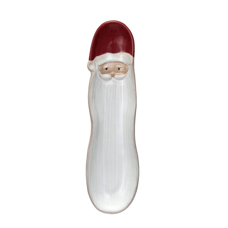 2024 XS5936 STONEWARE SANTA PLATE WHITE &amp; RED