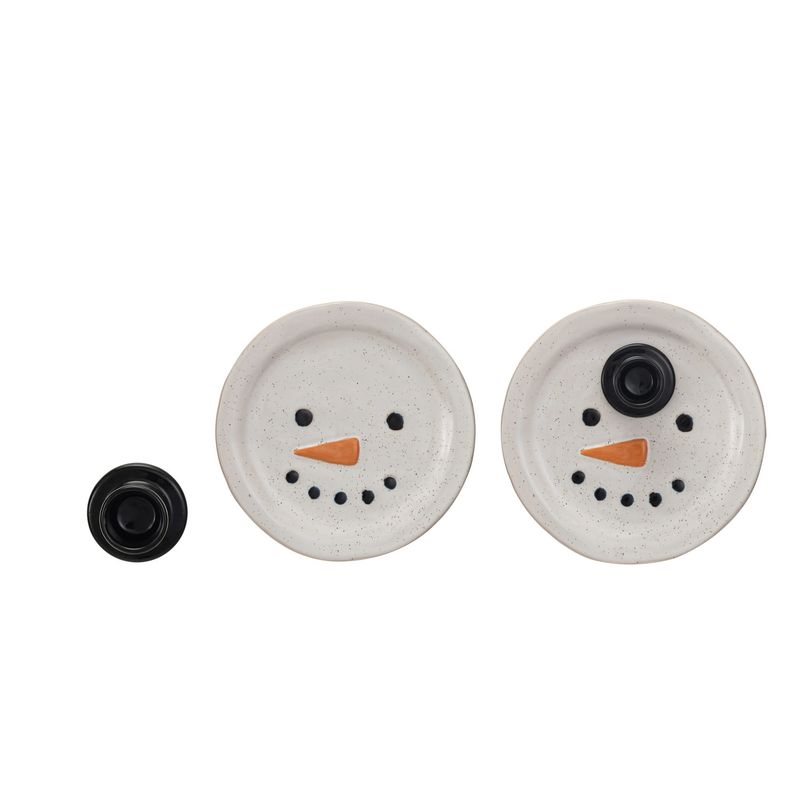 2024 XS5944 STONEWARE SNOWMAN PLATE W/HAT TOOTHPICK HOLDER