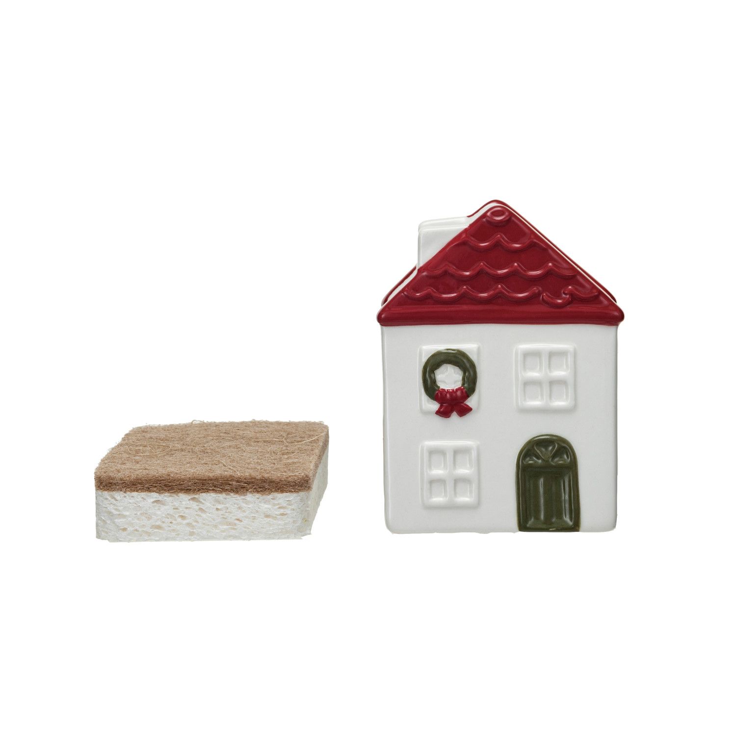 20245 XS5948 STONEWARE HOUSE SPONGE HOLDER W/SPONGE