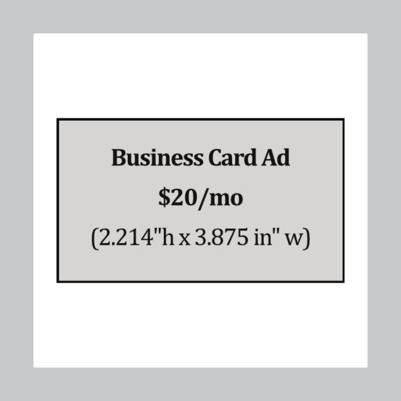 Business Card (1/8 Page ) Advertisement