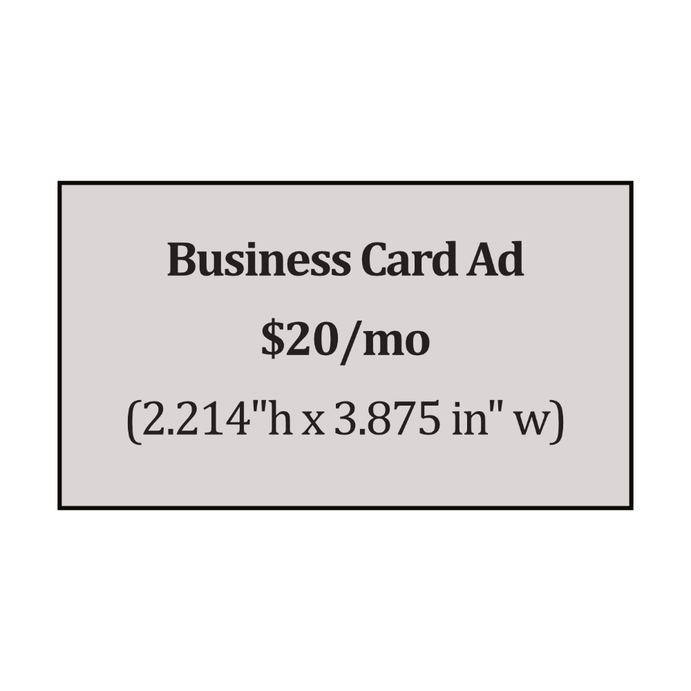 Business Card (1/8 Page ) Advertisement