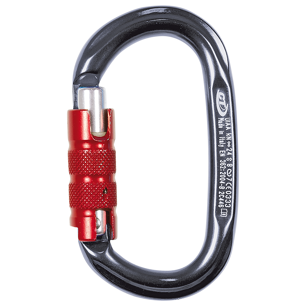 Climbing Technology Pillar TG Oval Triple-Lock Carabiner – Grey/Red