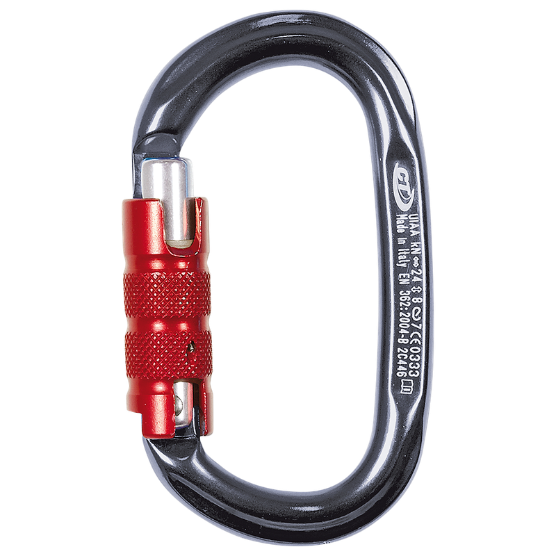 Climbing Technology Pillar TG Oval Triple-Lock Carabiner – Grey/Red
