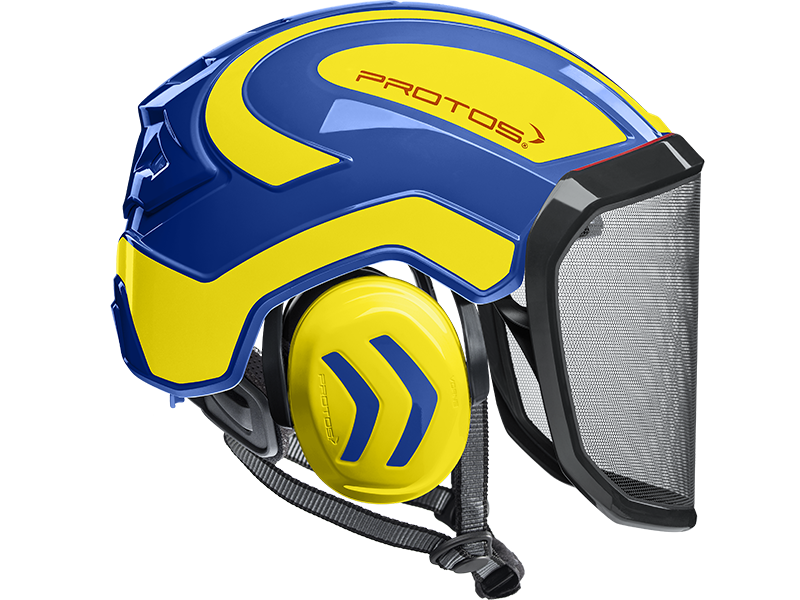Protos Integral Arborist Helmet - Blue/Neon Yellow