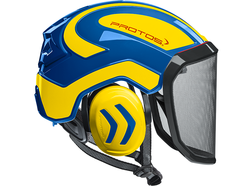 Protos Integral Arborist Helmet - Blue/Neon Yellow