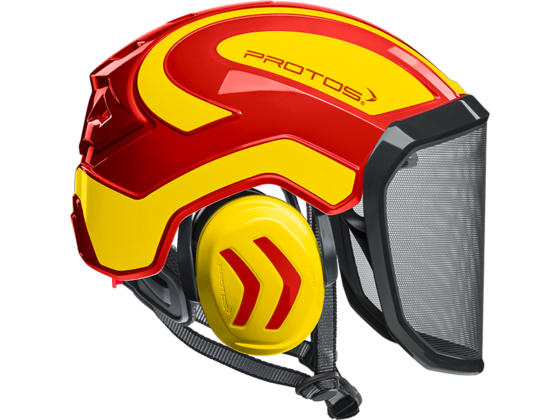 Protos Integral Arborist Helmet - Red/Yellow