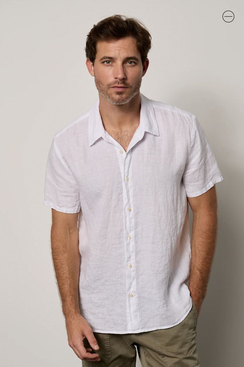 MACKIE LINEN BUTTON-UP, Color: WHITE, Size: S