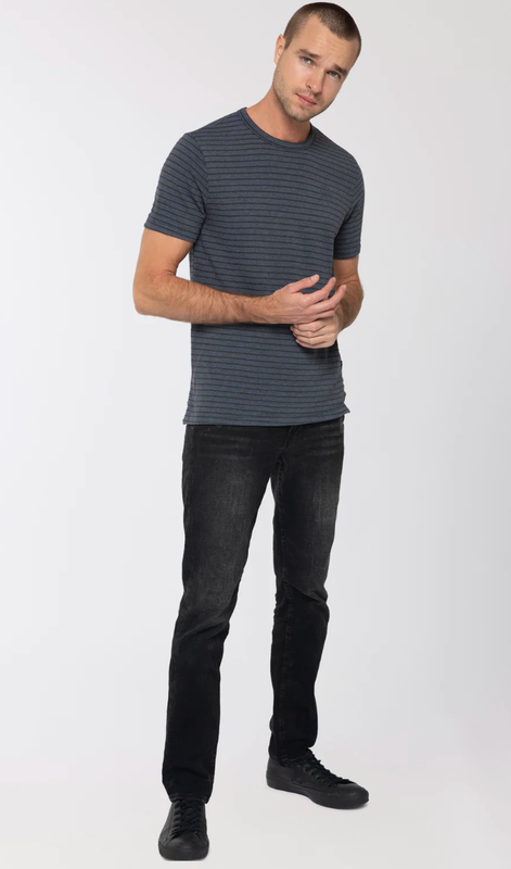 TONAL STRIPE CREW - BLACK