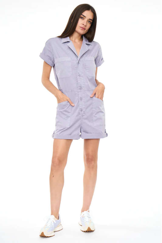 PARKER SHORT SLEEVE ROMPER IN PLUMERIA