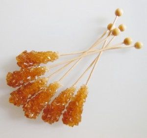 Kandijsuiker bruin op een stokje 6 stuks