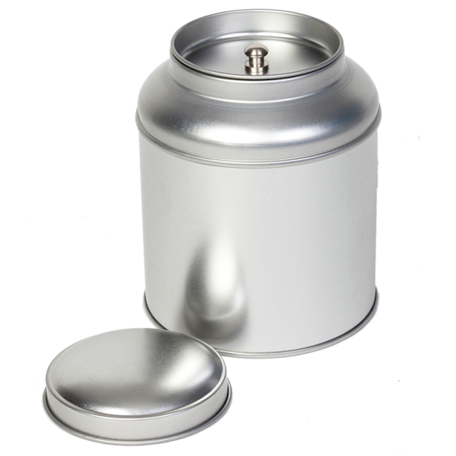 Rond blik met binnendeksel zilver
