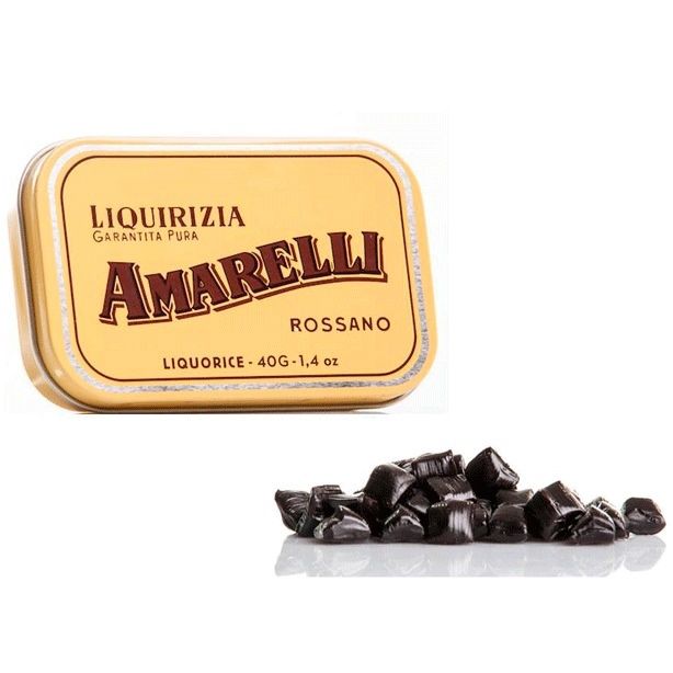 Laurierdrop Amarelli brokjes puur in blik