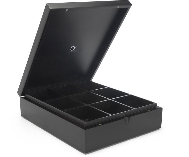 Theedoos 9 vaks Bamboe Zwart