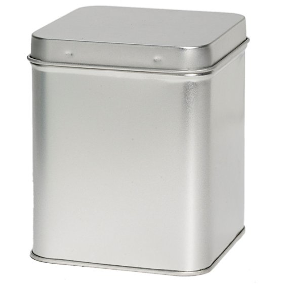 Vierkant blik met scharnierdeksel 200gr