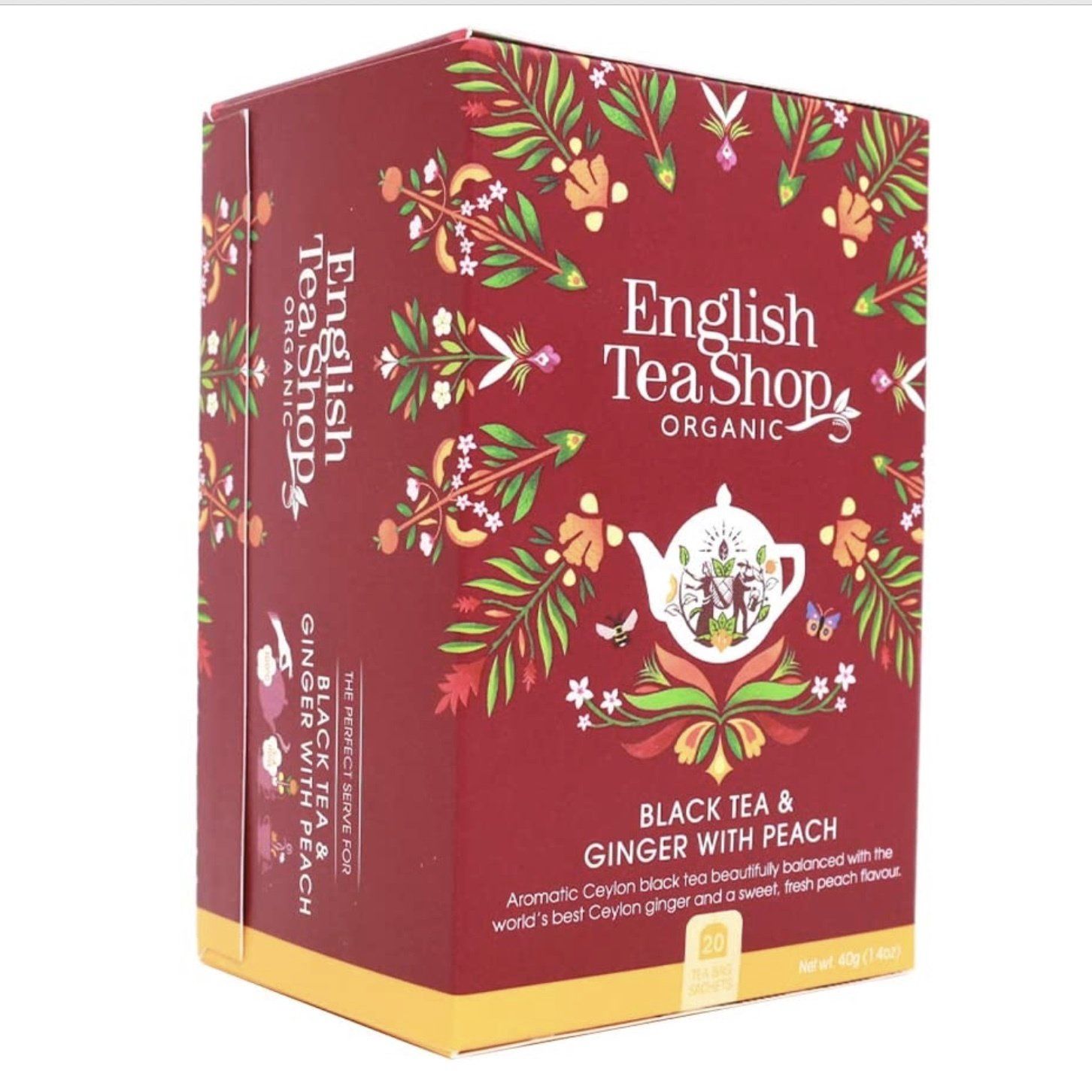 English Tea Shop: Black Tea Ginger with Peach, Inhoud: Zakjes - 20 stuks