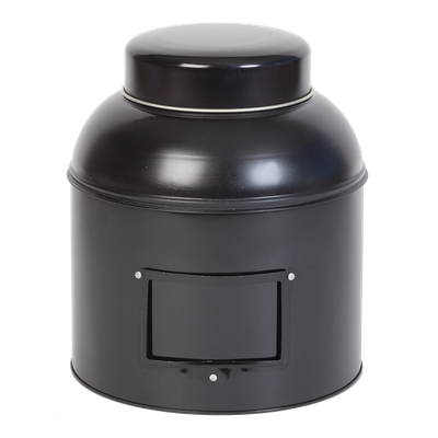 Rond voorraad blik met etikethouder