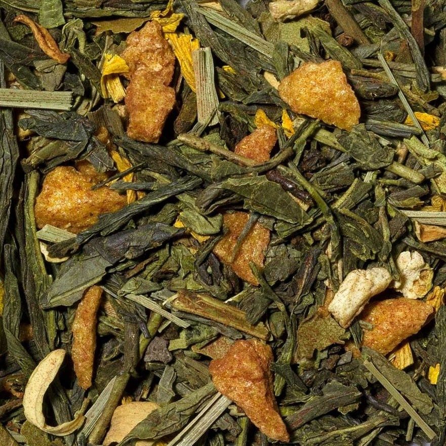 50 Sinaasappel Gember Groene Thee, Maat: 100 g