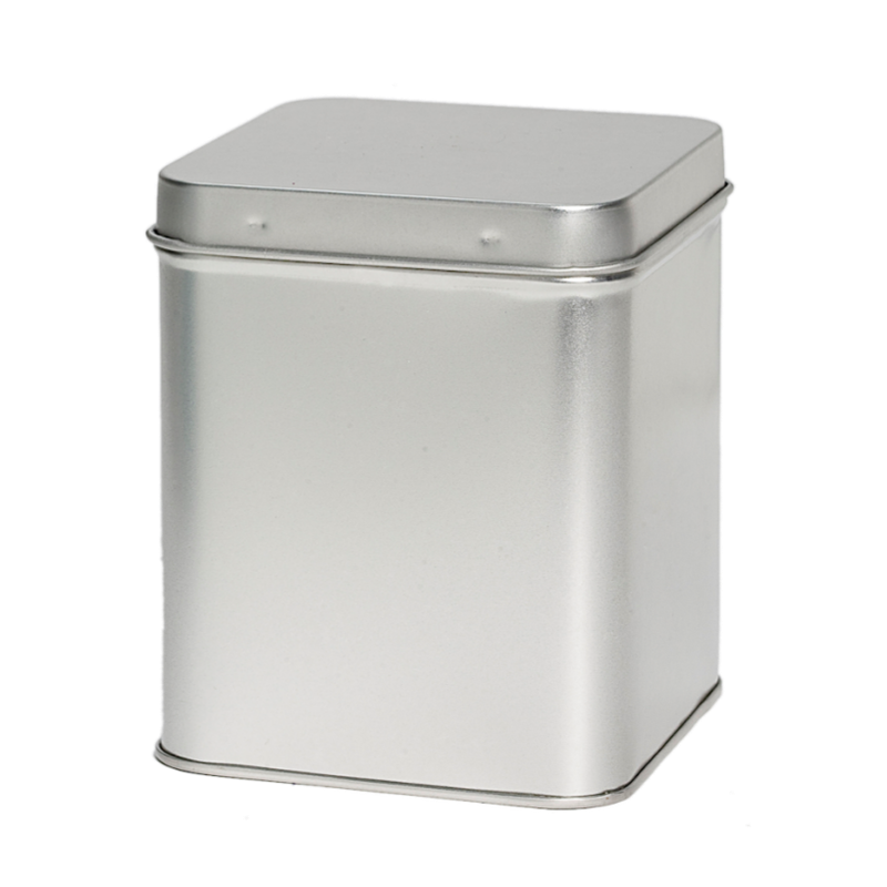 Vierkant blik met scharnierdeksel 500gr