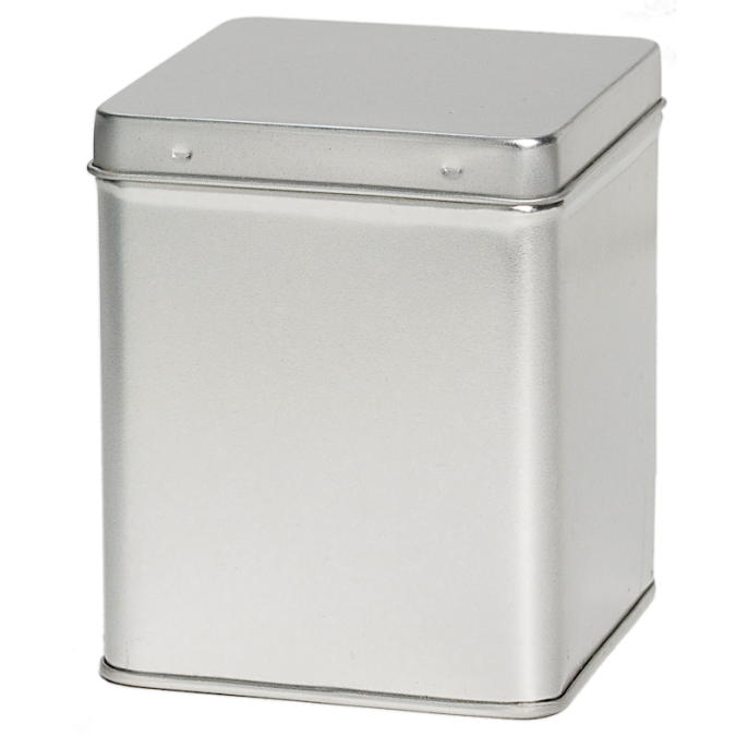 Vierkant blik met scharnierdeksel 100gr