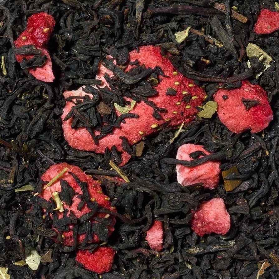 Aardbeien Slagroom Zwarte Thee, Maat: 100 g