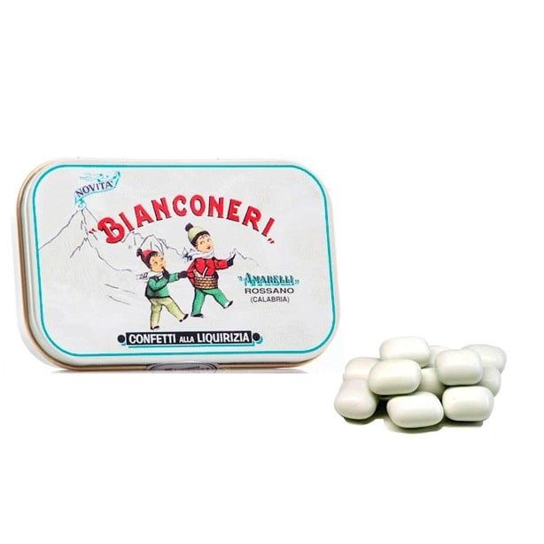 Laurierdrop Amarelli met een pepermuntlaagje in blik, Maat: Standaard