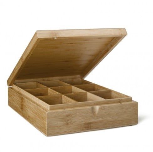 Theedoos 9 vaks Bamboe, Maat: Bamboe