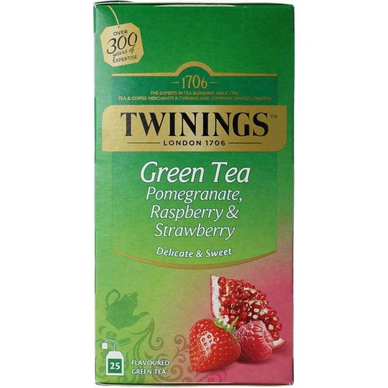 Twinings Tea: Green Tea Pomegranate, Raspberry &amp; Strawberry / zakjes-25 stuks