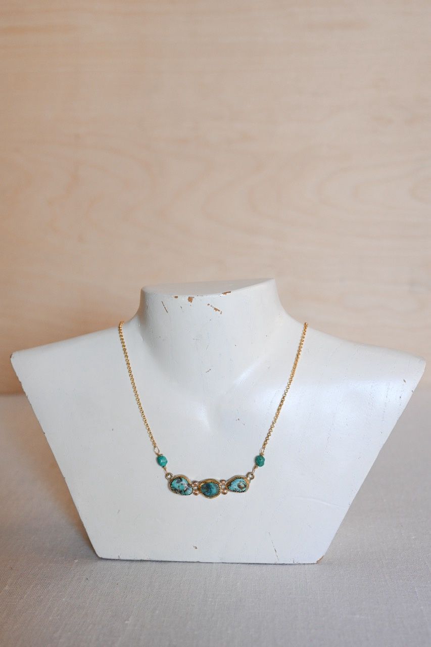 GF Triple Stone Bar Necklace