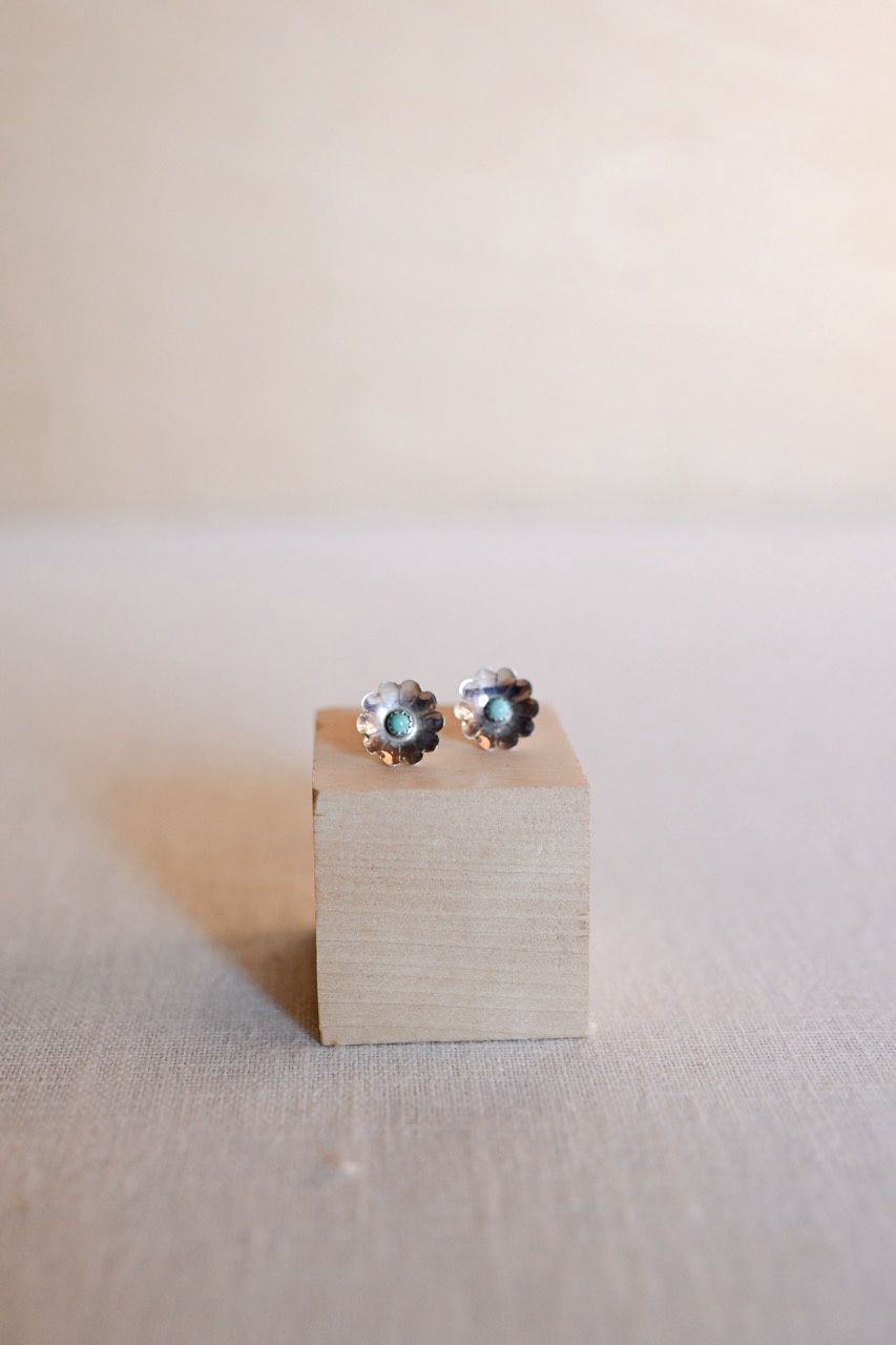 Sterling Flower with Turquoise Earrings