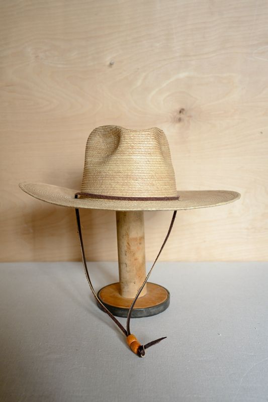 Wide Brim Cowboy Palm Hat-Leather Band