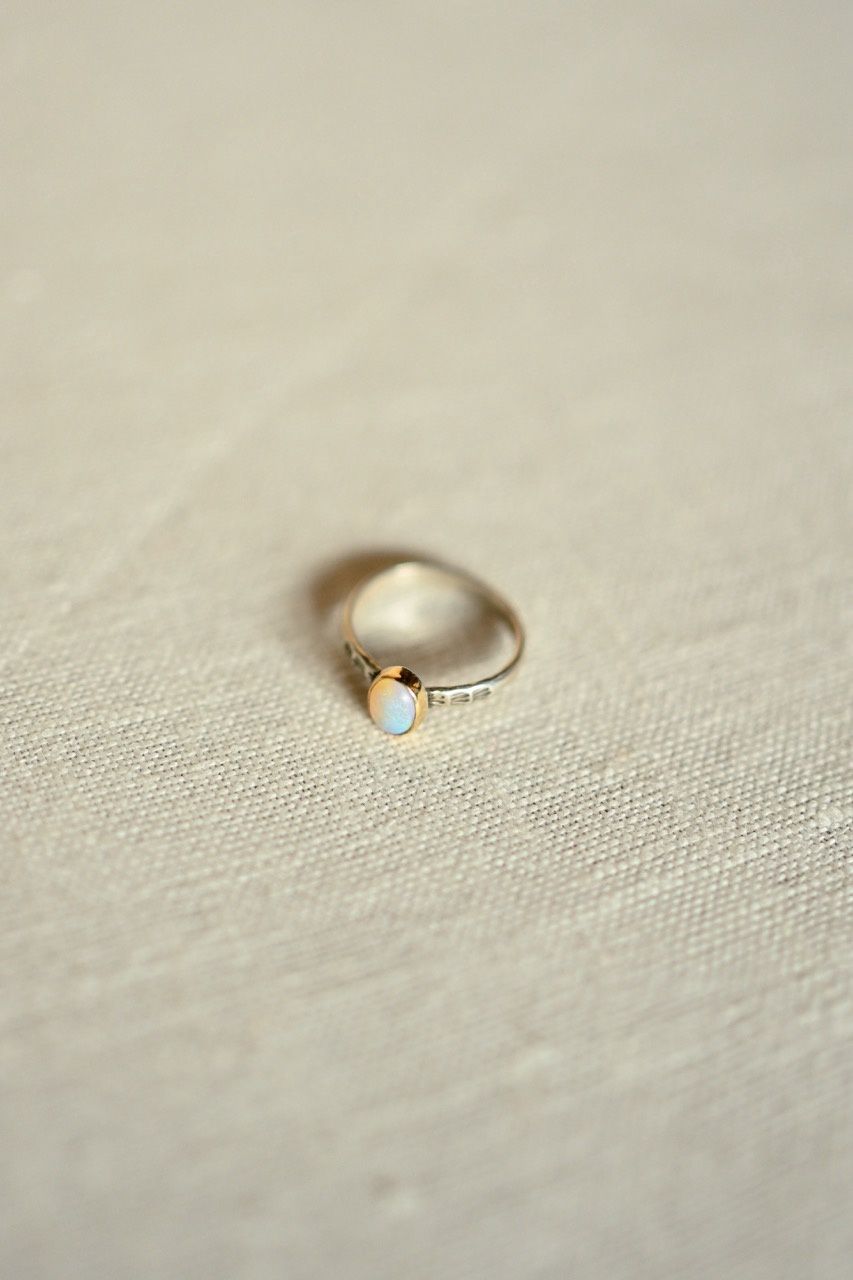 Opal Stamped Ring