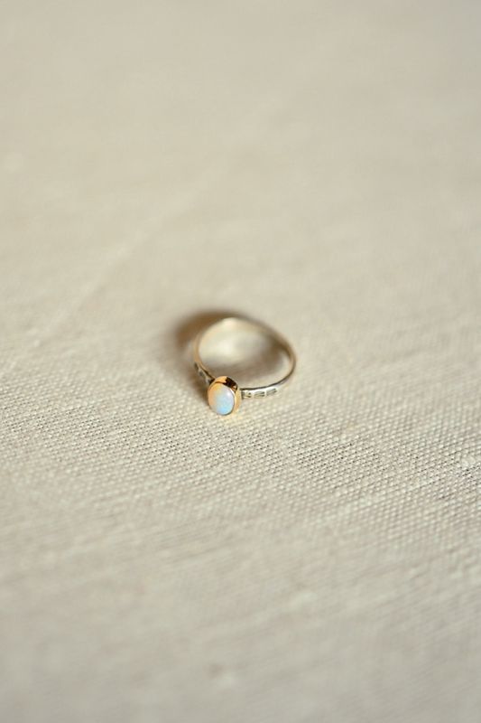 Opal Stamped Ring