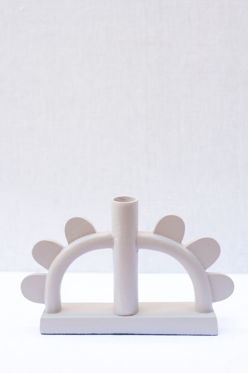 White Scalloped Taper Holder
