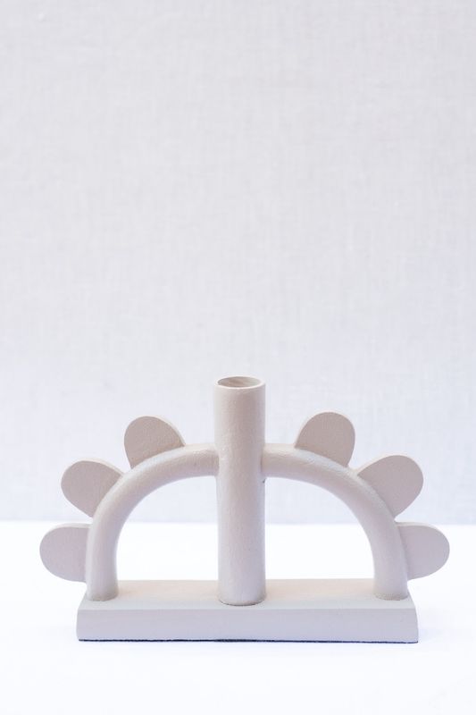White Scalloped Taper Holder